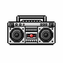 Fototapeta premium Pixel Art Retro Boombox Icon - Classic 8-bit Ghetto Blaster perfect for game asset, app icon, website graphic, t-shirt design, social media post, retro theme