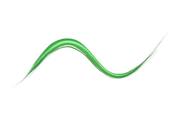 Green glowing abstract flow tracing a smooth light trail, modern wavy design line on transparent background