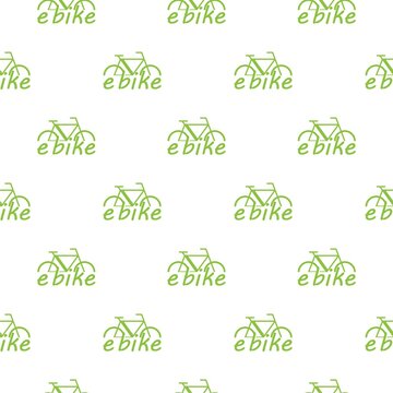 E bike logo design seamless pattern isolated on white background