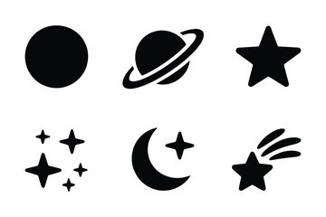 Celestial Space and Astronomy Black Silhouette Icon Set © Sadek