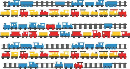 Colorful Toy Train Pattern Vector for Kids' Room Decor and Educational Use
