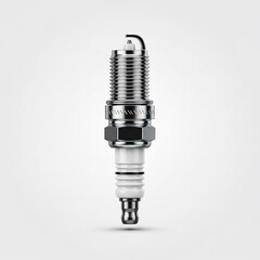 Modern Automotive Spark Plug on White Background perfect for automotive websites, repair manuals, mechanic blogs, car part advertisements, engineering