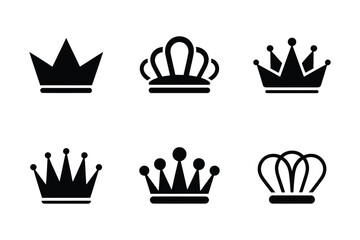 Elegant royal crown and tiara silhouettes for luxury branding © Sadek