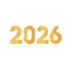 2026 New Year Celebration - Golden Number With Glittering At Blue  on png background