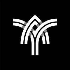 Letter AY or YA creative monogram logo