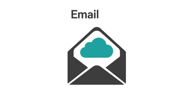 Envelope with cloud icon symbolizing online email communication in minimalist style