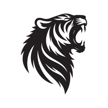 tiger roaring vector silhouette clip art logo design illustration