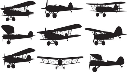 Collection of Vintage Airplane Silhouettes