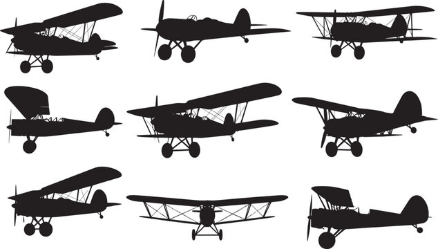 Collection of Vintage Airplane Silhouettes