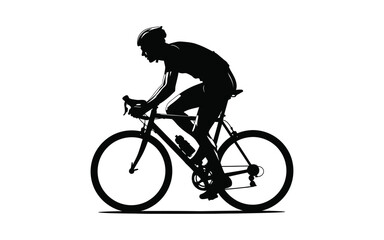 Naklejka premium Silhouette of a cyclist riding a bicycle in a dynamic motion