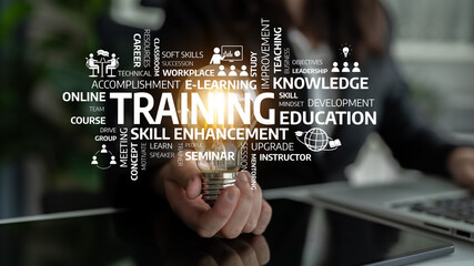 A visually striking concept showcasing training and education through a light bulb, representing the bright ideas and skills gained in personal and professional settings. Tessel