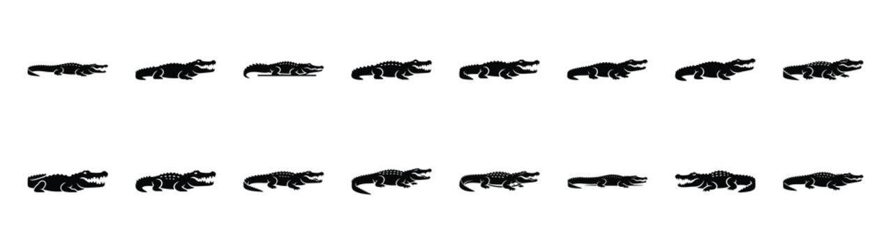 alligator icons collection. Animal icon set. Isolated on White background