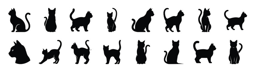 cat icons collection. Animal icon set. Isolated on White background © Gajendro