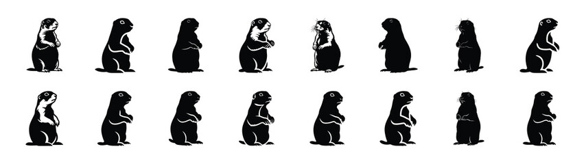 prairie dog icons collection. Animal icon set. Isolated on White background
