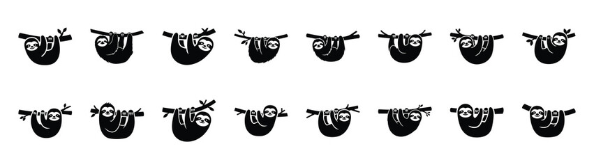 Fototapeta premium sloth icons collection. Animal icon set. Isolated on White background