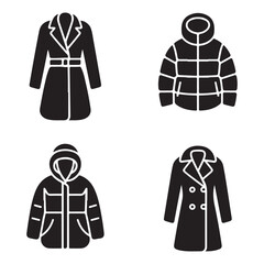 Hooded winter parka warm outdoor coat silhouette vector illustration © Mfair