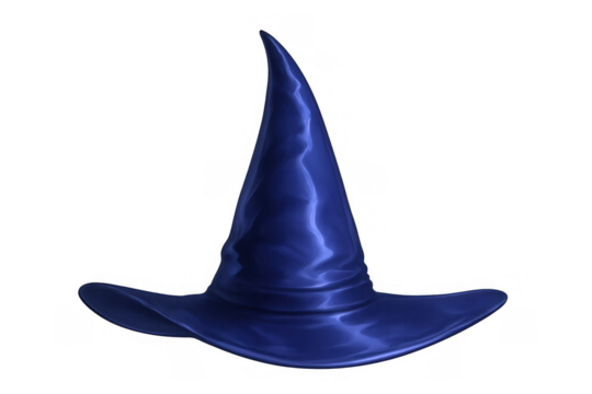 Blue witch hat illustrating wizardry, fantasy, magic, and halloween costume accessory isolated on transparent background - Powered by Adobe