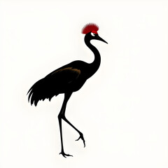 Obraz premium silhouette grey crowned crane bird, crowned crane bird outline silhouette, african crane silhouette art, wildlife bird silhouette graphic, crane silhouette illustration vector, elegant crowned crane s