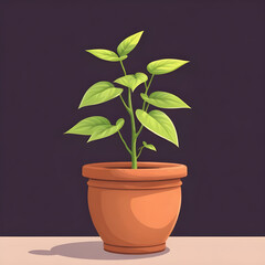 Obraz premium green plant potted design, botanical illustration pot, home greenery vector, foliage indoor plant art, lush leaves in planter, elegant houseplant sketch, leaf plant decor element, living greenery pot,