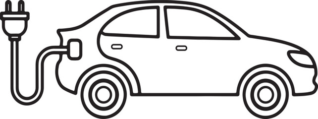 Electric Car Silhouette Icon Vector Eco Friendly Automobile Charging Solar Energy Vehicle Transport Technology Logo Symbol Sign Sustainable Mobility Illustration