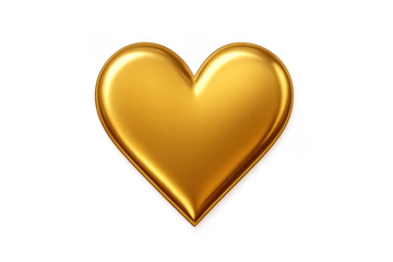 Golden heart symbol 3d rendering with transparent background