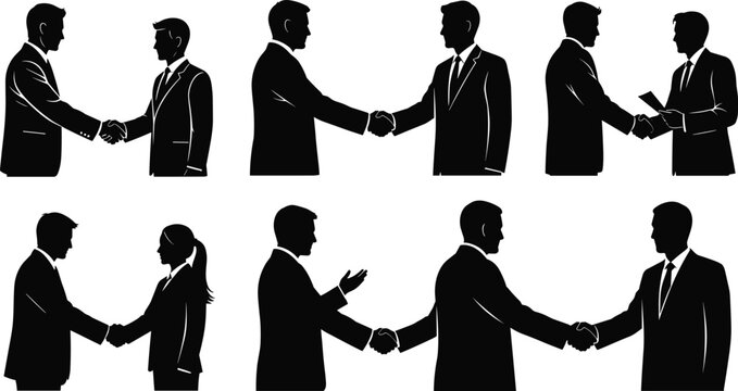 Business handshake silhouette, professional agreement, corporate deal, partnership gesture, formal meeting, teamwork success, contract exchange, mutual respect, business collaboration, unity - Powered by Adobe