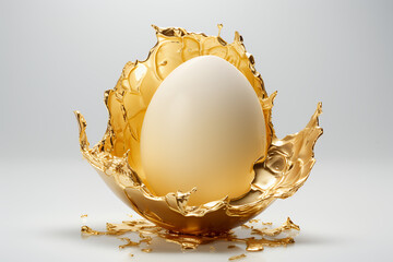 Golden egg cracked 3d white background