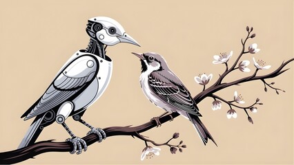 A black backed vulture and a white backed vulture are perched on a wild tree branch showing their wings, feathers, and beaks in a natural wildlife setting among other avian species