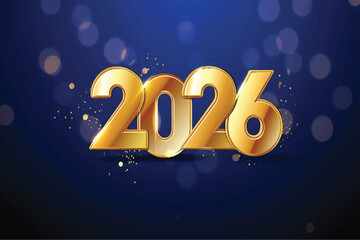 2026 New Year Celebration - Golden Number With Glittering At Blue Eve Night 