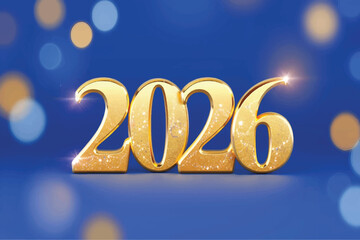 2026 New Year Celebration - Golden Number With Glittering At Blue Eve Night 