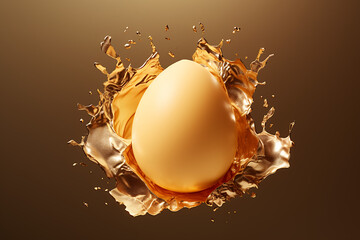 Golden egg cracked open black background