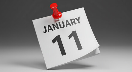 January 11 calendar page with red push pin