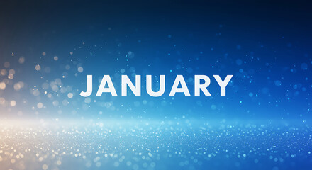 January month name with sparkling blue background