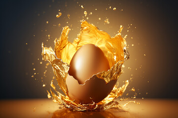 Golden egg cracked 3d rendering element