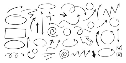 Collection of various hand drawn arrows and symbols for design and illustration © Api Artworks