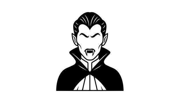 Vector illustration of a menacing vampire with fangs and cape, gothic horror character
