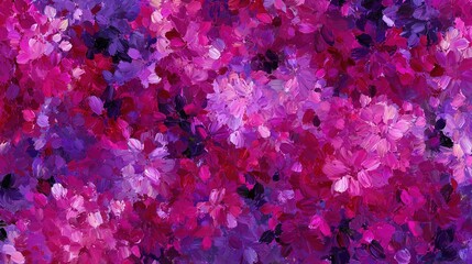 Vibrant brushstroke medley of fuchsia and purple hues creating an abstract floral texture