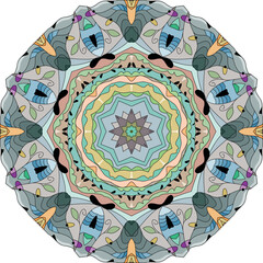Colorful cute Mandalas. Decorative unusual round ornaments.