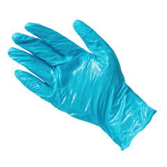Blue latex glove isolated on transparent background