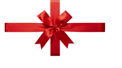 Red Ribbon Gift Wrap Design Isolated PNG Transparent Background