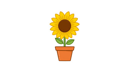 Obraz premium Sunflower in Flower Pot Isolated PNG on Transparent Background