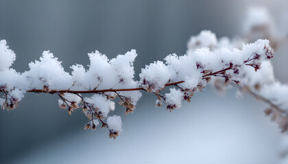 Obraz premium A close-up shot of a branch covered in snow