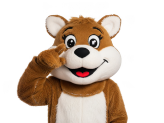 Cheerful bear mascot smiling isolated on transparent background