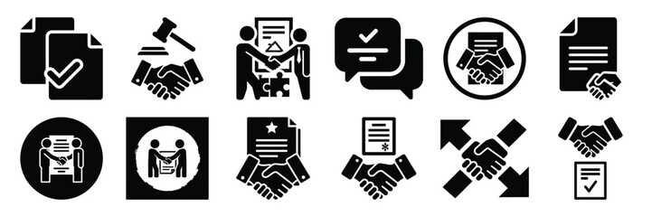 Obraz premium a collection of resolution agreement minimal vector icon set, Human interaction vector icon set.