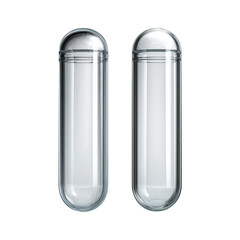 Two empty glass capsules isolated on transparent background