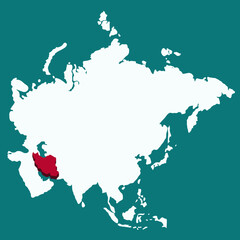 Obraz premium Iran Country highlighted 3D map on Asia continent map vector illustration 