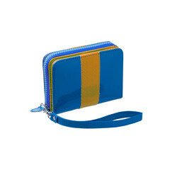 Fashionable Blue and Orange Striped Zip-Around Wallet