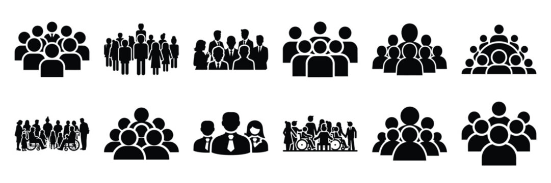 a collection of community gathering minimal vector icon set, Human interaction vector icon set.