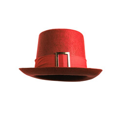 Red Pilgrim Hat with Buckle - Festive Headwear