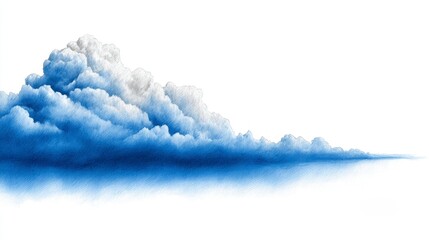 A stylized cloud formation, painted in shades of blue and white
